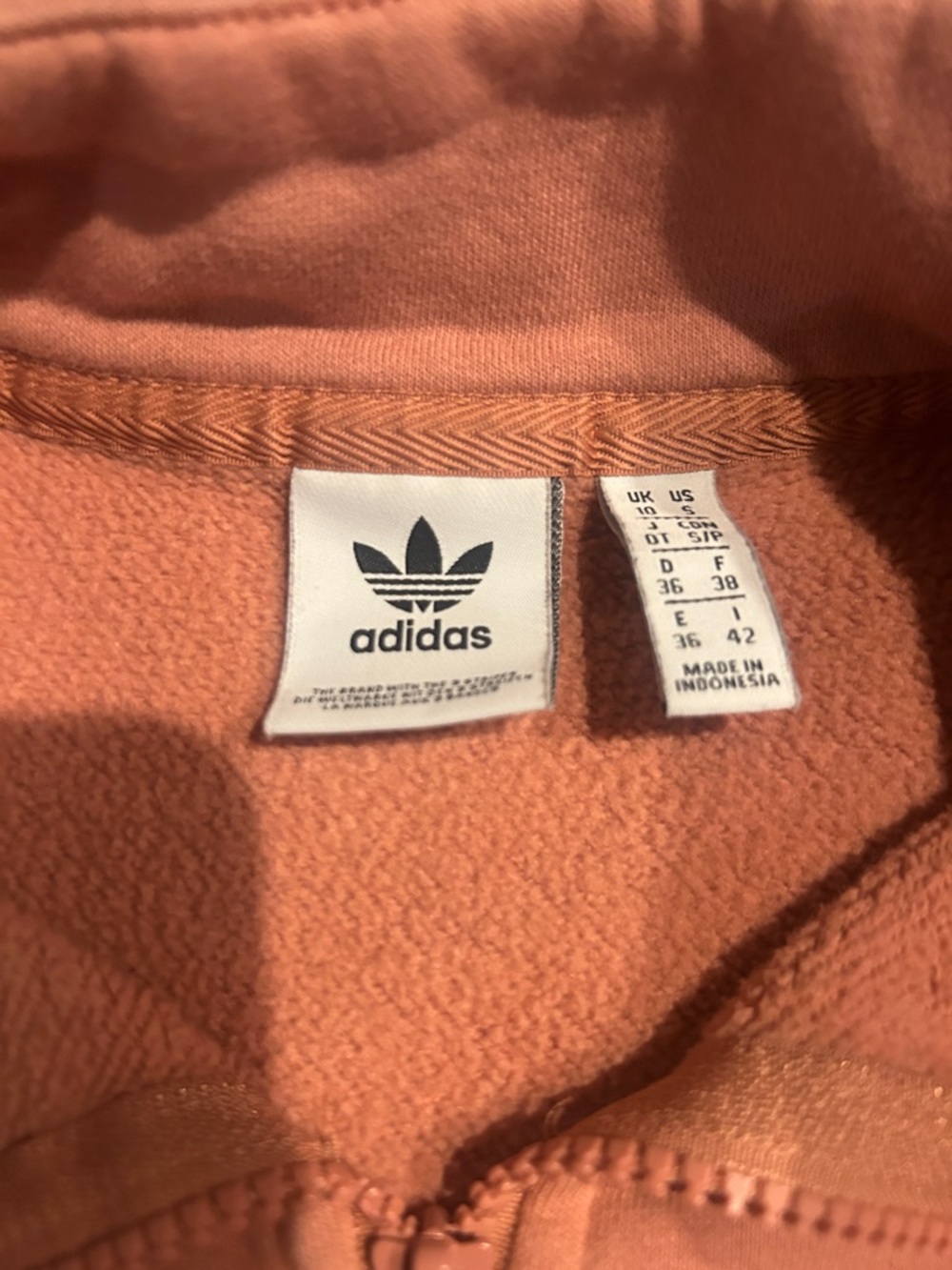 adidas Coral Pink Fleece Quarter-Zip Pullover - Picture 2 of 5